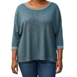 Old Navy Cozy Two Tone Teal Blue Long Sleeve Top  Plus Size XXL